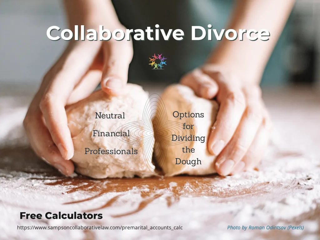 Hands splitting dough in half. Dividing accounts Collaborative Divorce