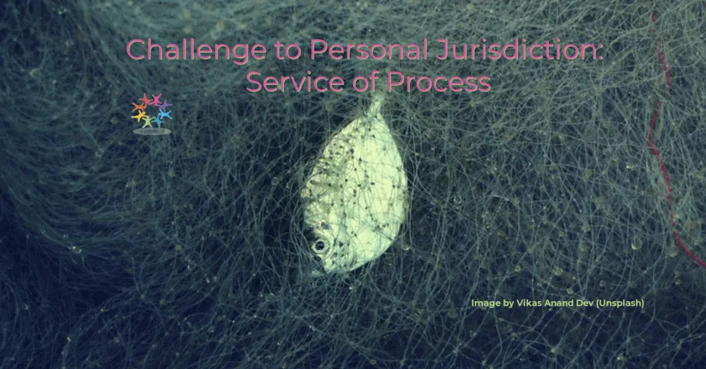 Challenge to Personal Jurisdiction Service of Process. Fish caught in green fishing net. 