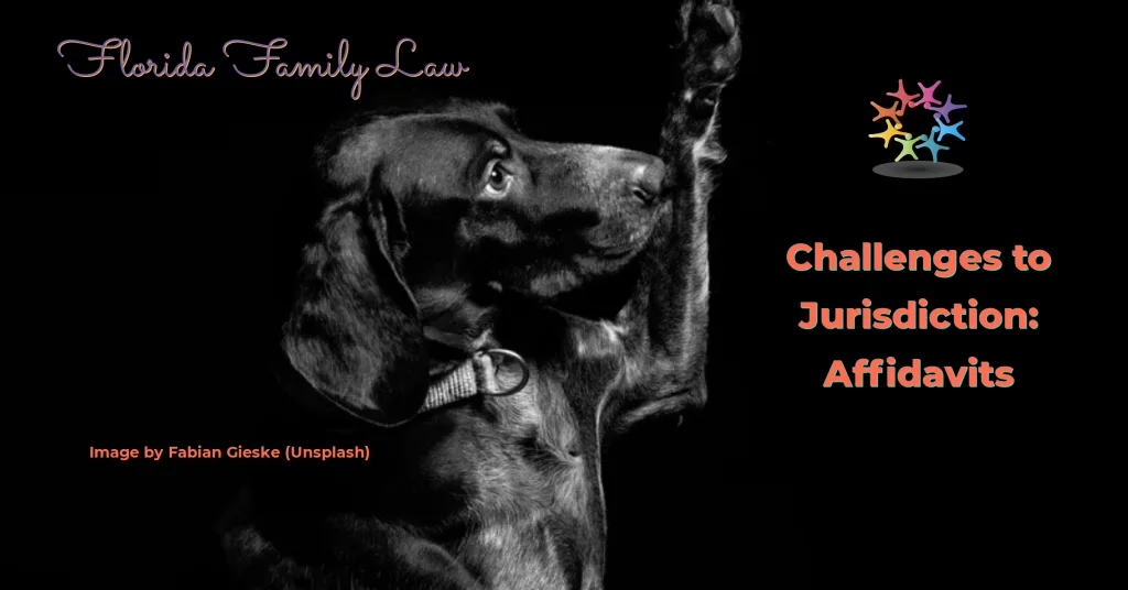 Black Labrador Taking Oath Raised Paw. Affidavits to Support Challenges to Jurisdiction in Florida Divorce. Image by Fabian Gieske (Unsplash)