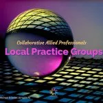 Local Collaborative Practice Groups. Glass orb reflecting purple light and blue and yellow grid.