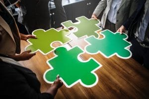Jigsaw puzzle pieces collaborative law system